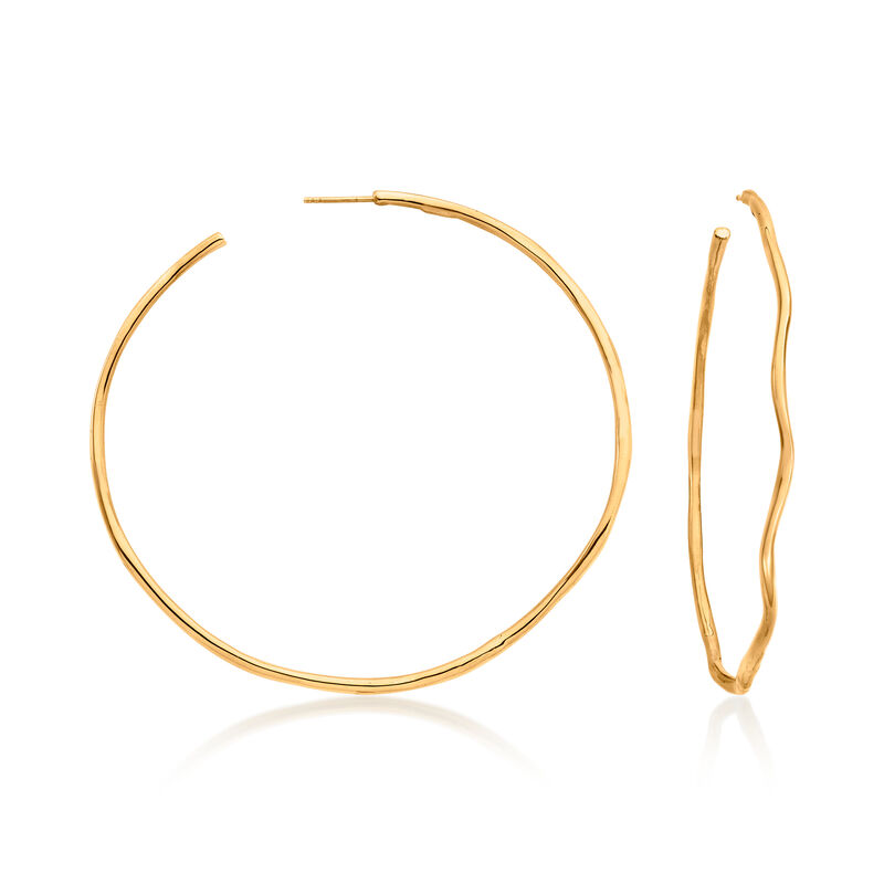 C. 2000 Vintage Ippolita 18kt Yellow Gold Wavy Hoop Earrings. 3" image number 0