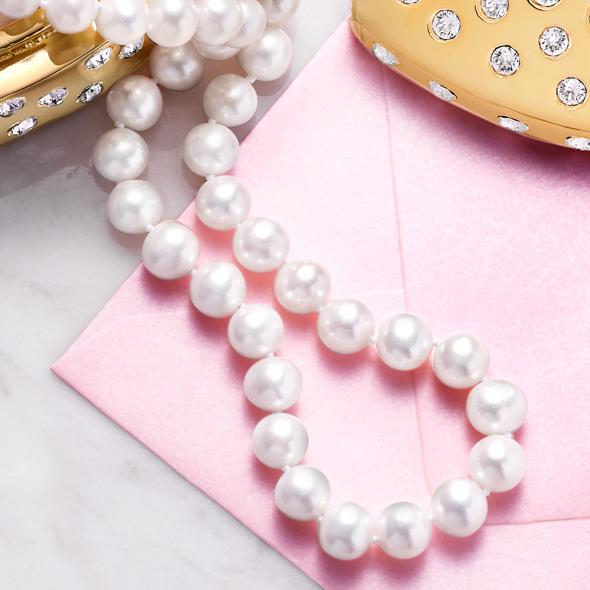 8 9mm Cultured Pearl Necklace with Sterling Silver