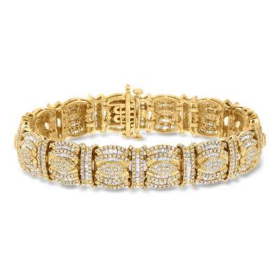 5.00 ct. t.w. Round and Baguette Diamond Bracelet in 18kt Gold Over Sterling