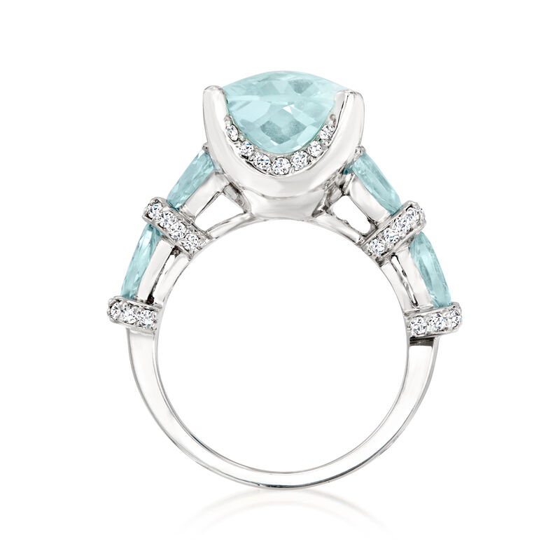 8.50 ct. t.w. Aquamarine and .43 ct. t.w. Diamond Ring in 14kt White Gold image number 3