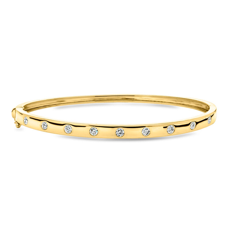 .50 ct. t.w. Lab-Grown Diamond Dotted Bangle Bracelet in 18kt Gold Over Sterling. 7" image number 0