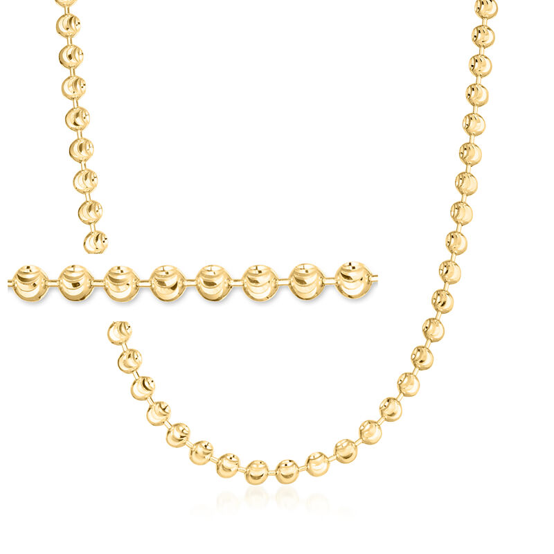 3mm 14kt Yellow Gold Moon-Cut Bead-Chain Necklace. 20" image number 0