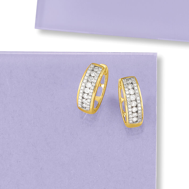 .50 ct. t.w. Diamond Huggie Hoop Earrings in 14kt Yellow Gold image number 2