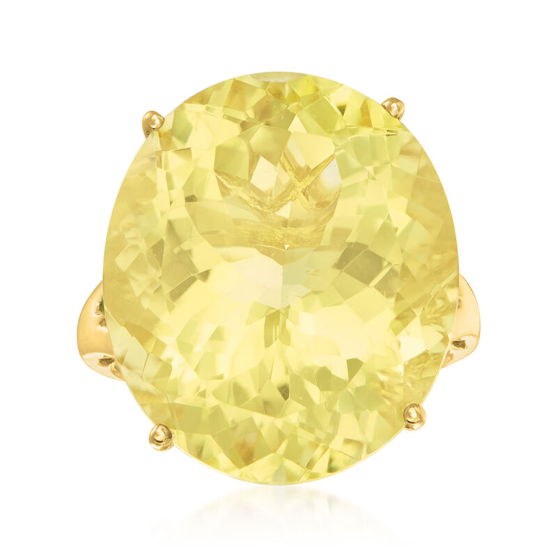 20.00 Carat Lemon Quartz Ring in 14kt Yellow Gold image number 0