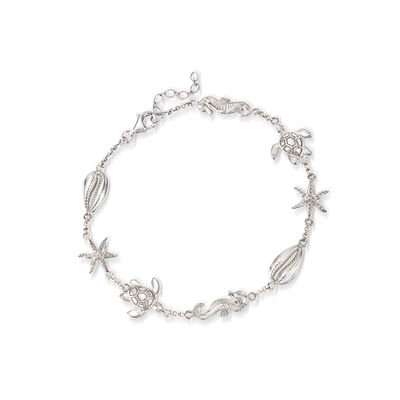 Sterling Silver Sea Life Anklet