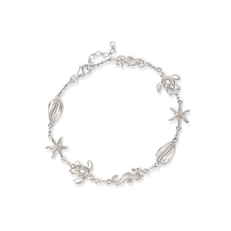 Sterling Silver Sea Life Anklet image number 0