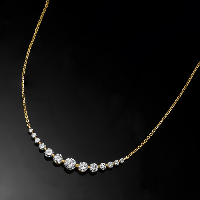 2.00 ct. t.w. Lab-Grown Diamond Curved Bar Necklace in 14kt Yellow Gold image number 4
