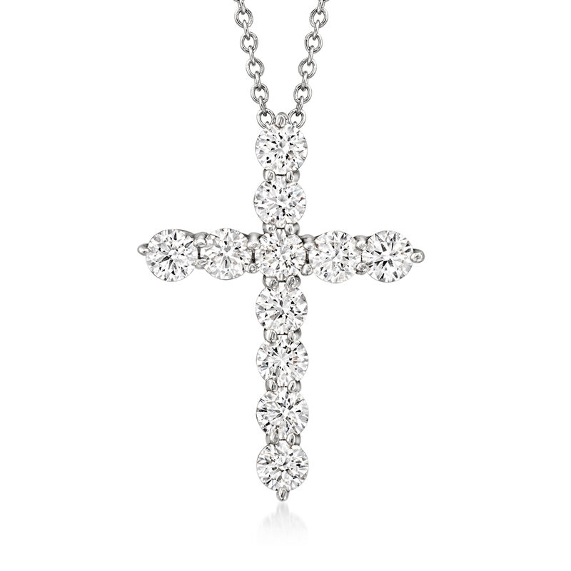 1.00 ct. t.w. Lab-Grown Diamond Cross Pendant Necklace in 14kt White Gold image number 0