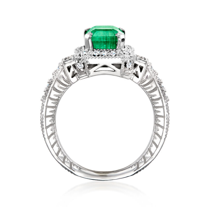 2.00 Carat Emerald and .50 ct. t.w. Diamond Ring in 14kt White Gold image number 3