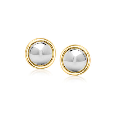 Sterling Silver and 14kt Yellow Gold Domed Stud Earrings