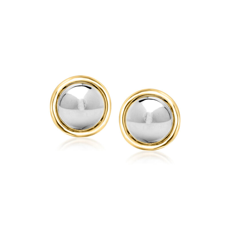 Sterling Silver and 14kt Yellow Gold Domed Stud Earrings image number 0
