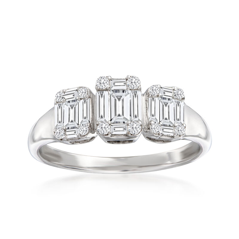 .57 ct. t.w. Baguette and Round Diamond Cluster Ring in 18kt White Gold image number 0