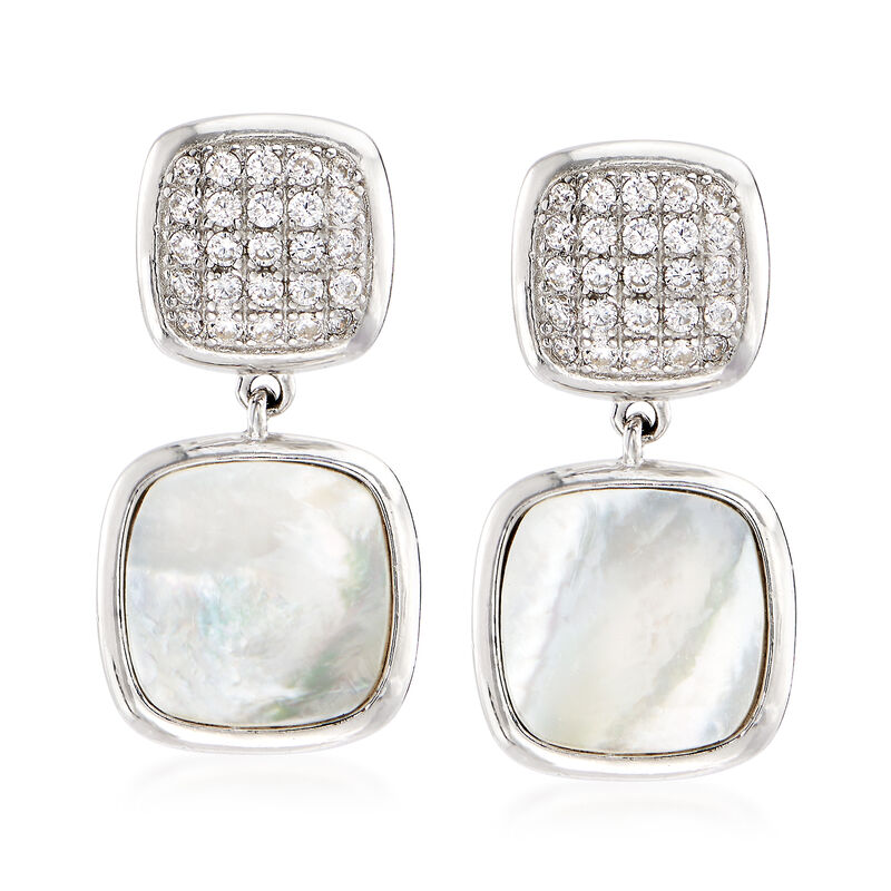 Mother of Pearl and .30 ct. t.w. CZ Drop Earrings in Sterling Silver image number 0