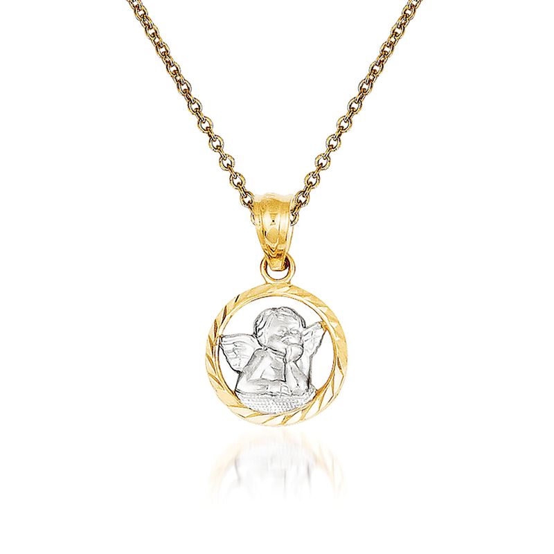 14kt Yellow Gold Cherub Pendant Necklace image number 0