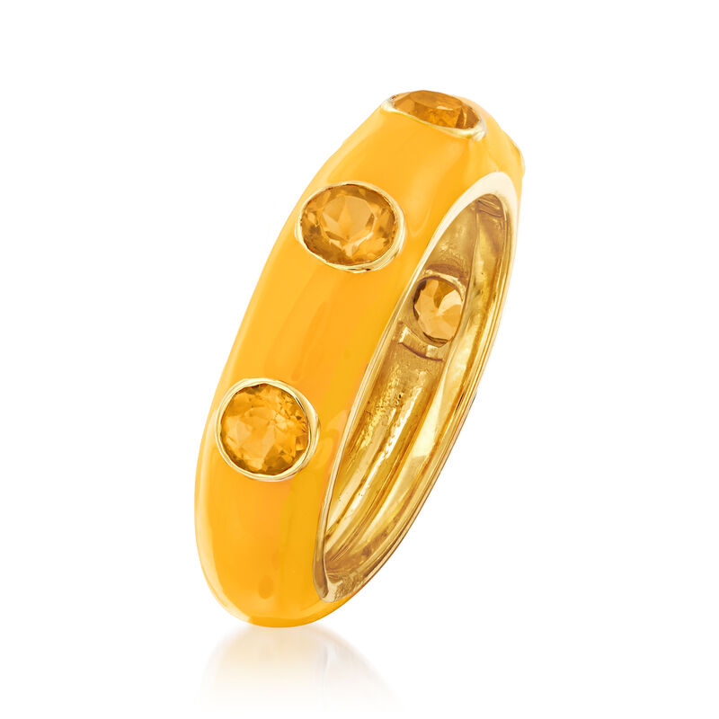 1.50 ct. t.w. Citrine and Yellow Enamel Ring in 18kt Gold Over Sterling image number 2