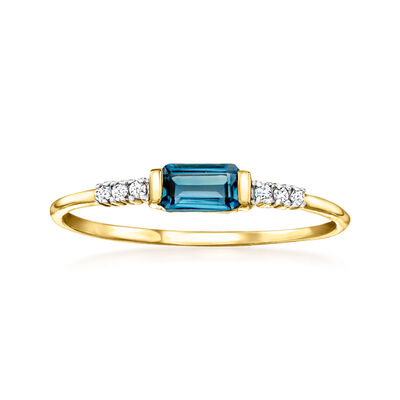 .30 Carat London Blue Topaz Ring with Diamonds in 14kt Yellow Gold