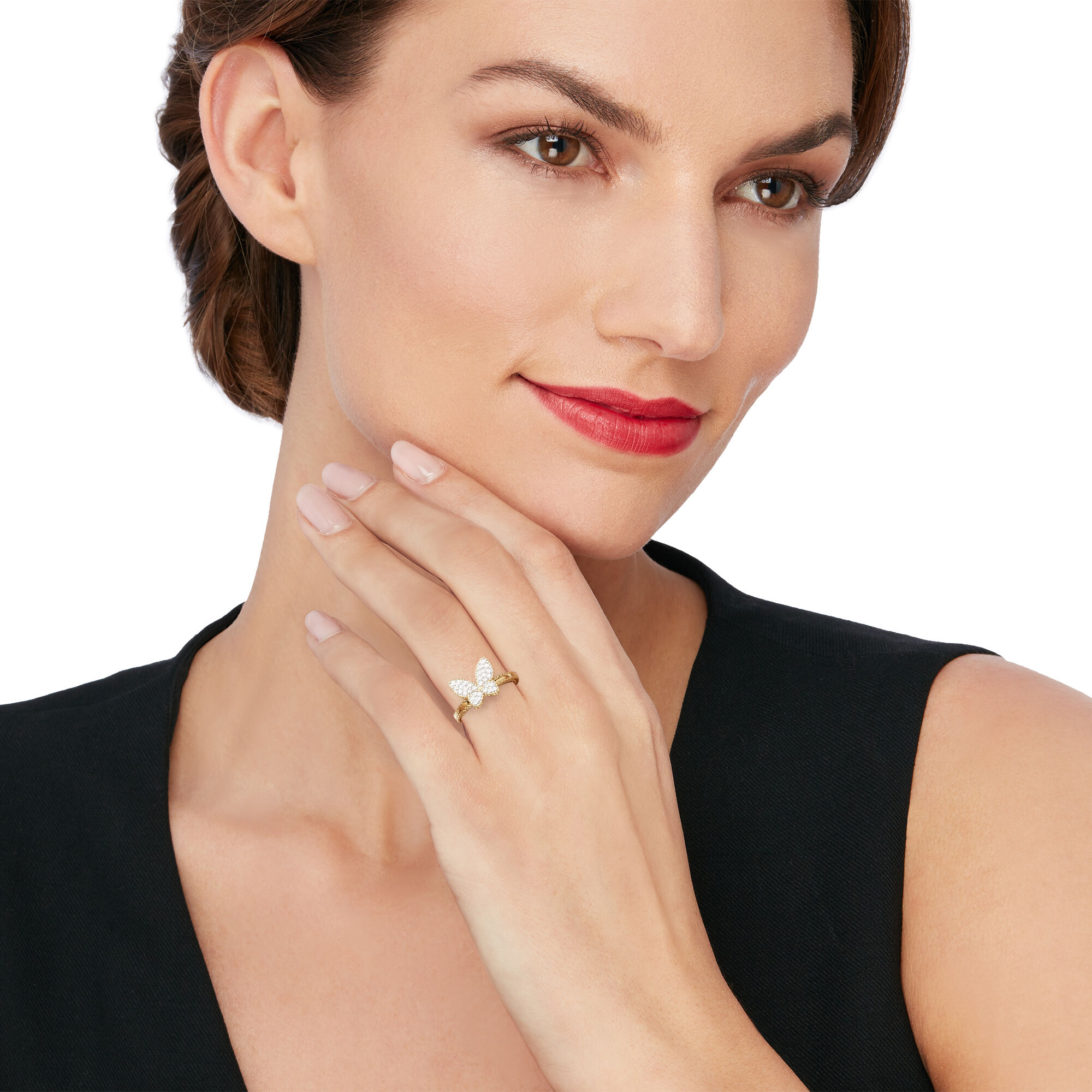 Roberto Coin Princess .15 ct. t.w. Diamond Butterfly Ring in 18kt Two Tone Gold
