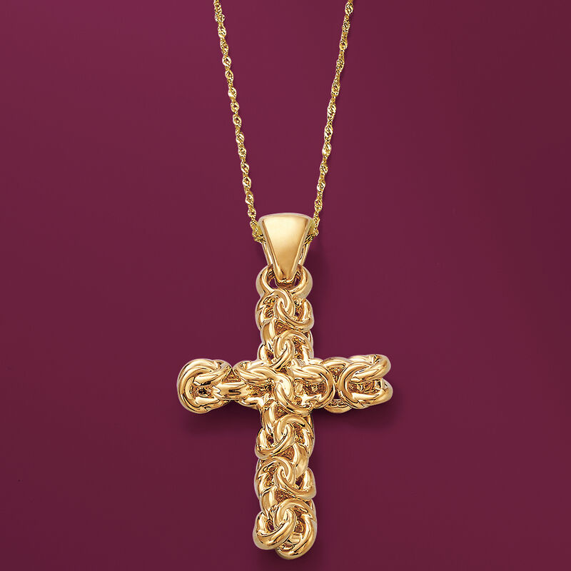 Italian Andiamo 14kt Yellow Gold Byzantine Cross Pendant image number 3