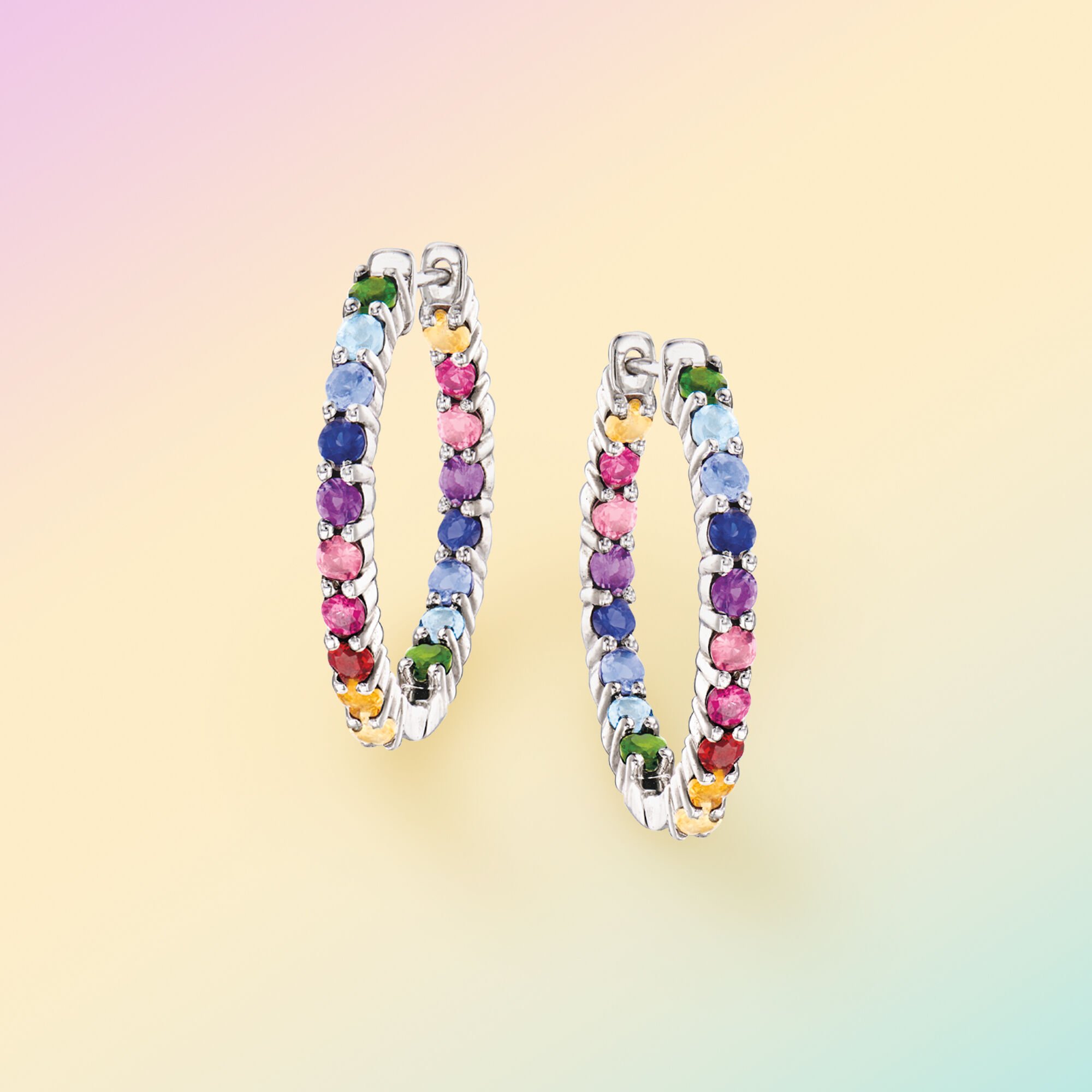 Multi gem hoop earrings top
