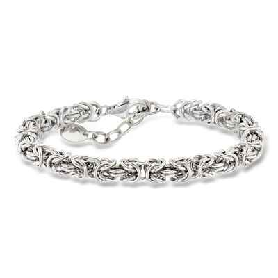 Italian Rhodium-Plated Byzantine Bracelet
