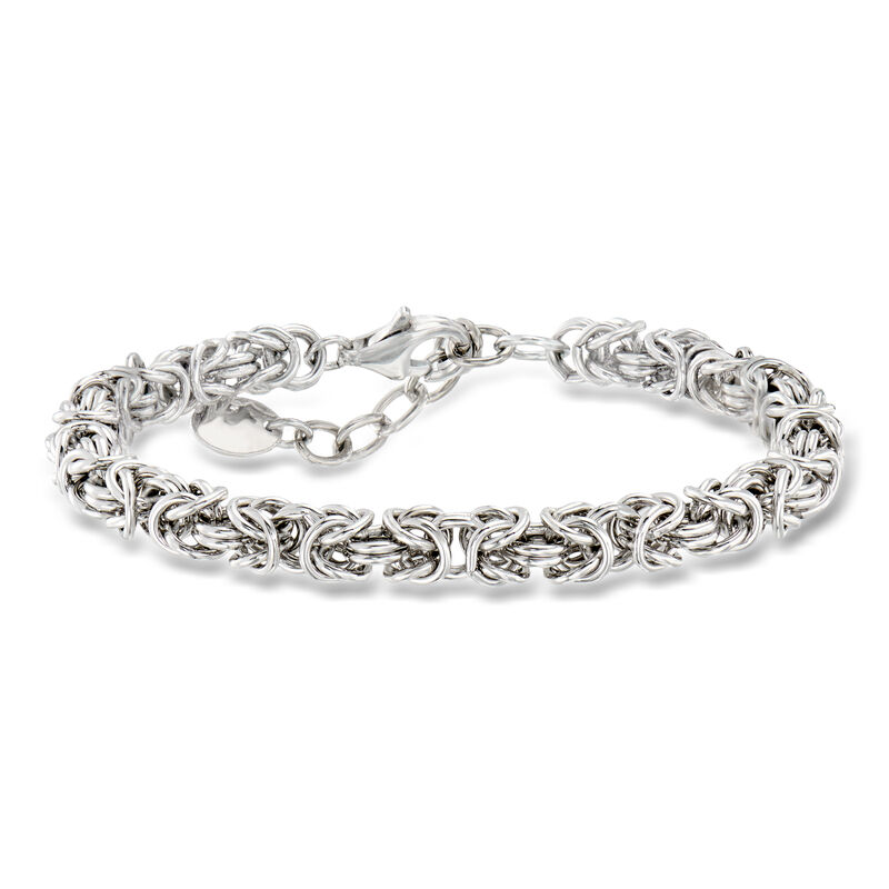 Italian Rhodium-Plated Byzantine Bracelet. 7" image number 0