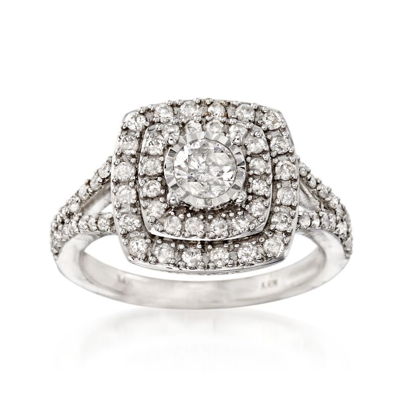 1.03 ct. t.w. Diamond Halo Ring in 14kt White Gold image number 0