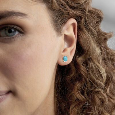 Bezel-Set Turquoise Stud Earrings in Sterling Silver