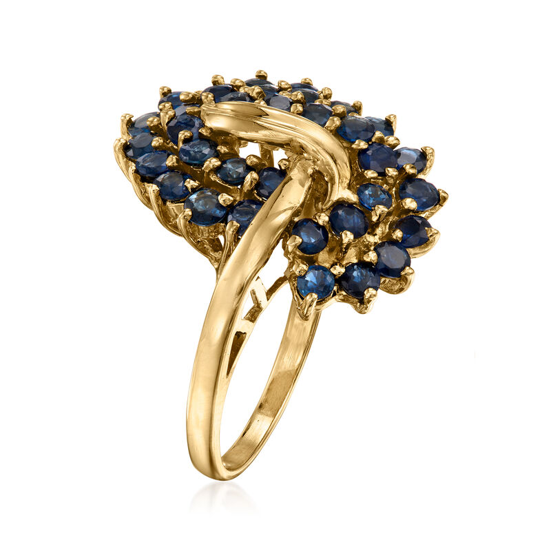 C. 1990 Vintage 2.00 ct. t.w. Sapphire Swirl Ring in 10kt Yellow Gold. Size 7 image number 2
