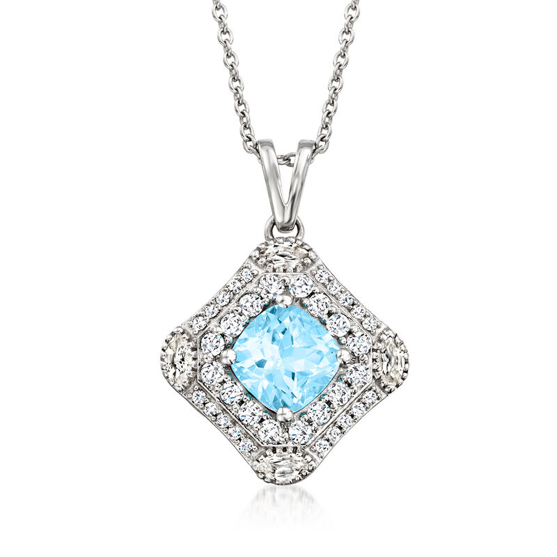 2.00 Carat Sky Blue and .70 ct. t.w. White Topaz Pendant Necklace in Sterling Silver image number 0