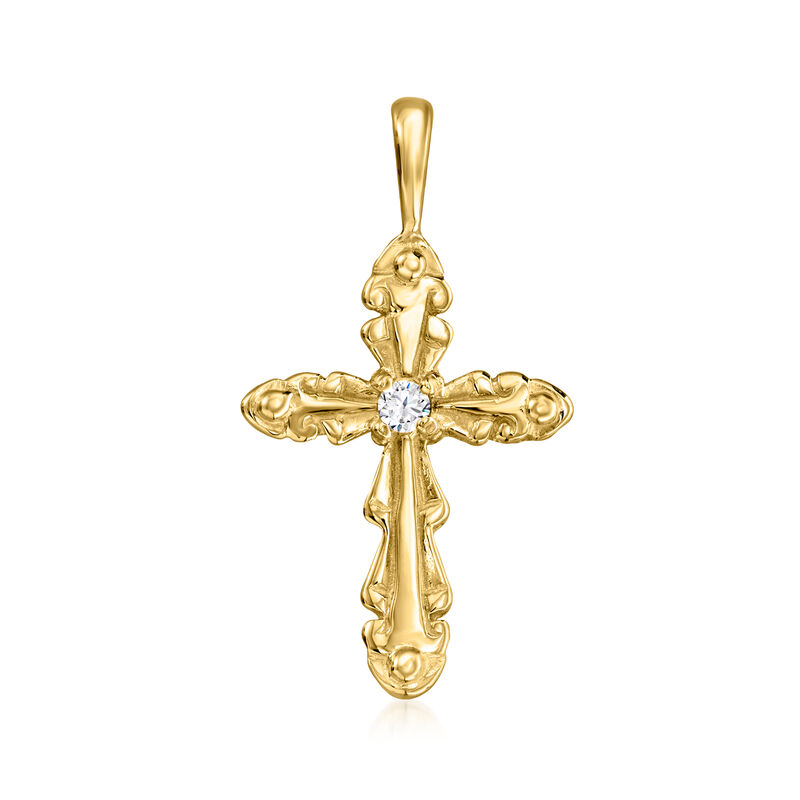 Diamond Cross Pendant in 14kt Yellow Gold image number 1