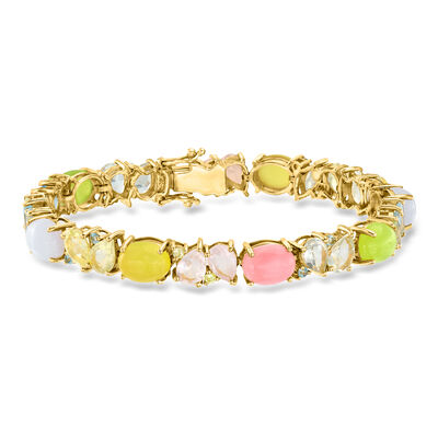 13.70 ct. t.w. Pastel Multi-Gemstone Bracelet in 18kt Gold Over Sterling