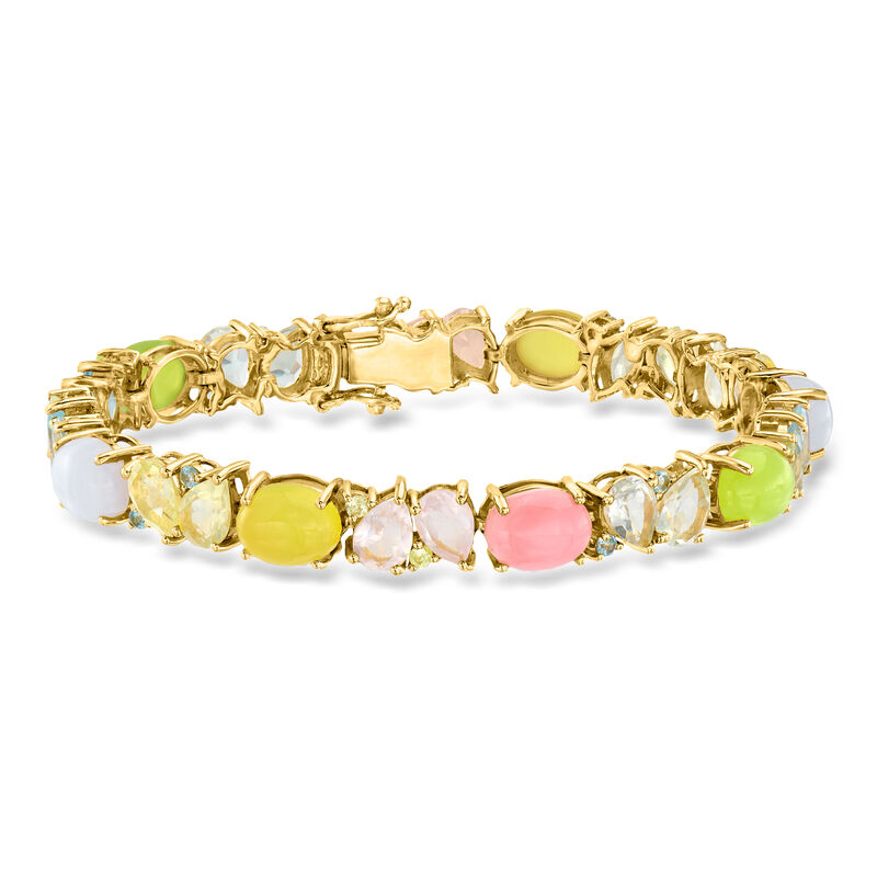 13.70 ct. t.w. Pastel Multi-Gemstone Bracelet in 18kt Gold Over Sterling image number 0