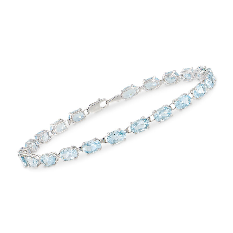 8.75 ct. t.w. Aquamarine Bracelet in 14kt White Gold. 7&quot; image number 0