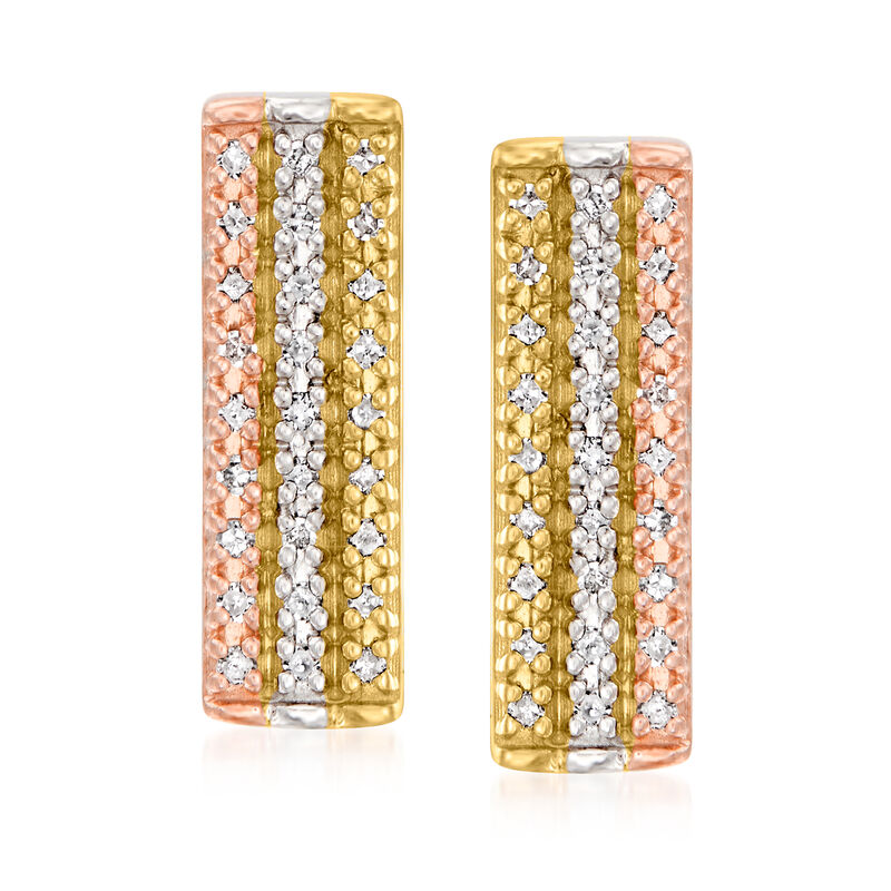 .25 ct. t.w. Diamond Bar Earrings in Sterling Silver and 18kt Yellow and Rose Gold Over Sterling image number 0