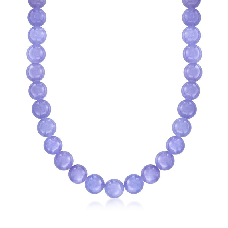 10mm Lavender Jade Bead Necklace with 14kt Yellow Gold image number 0