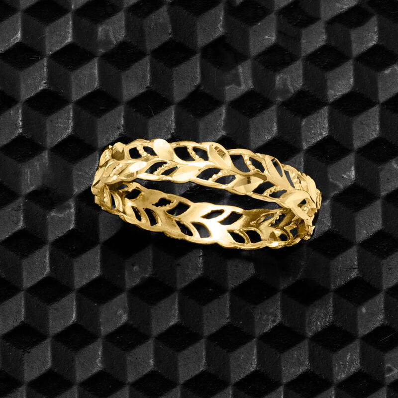 Italian 14kt Yellow Gold Openwork Leaf Ring image number 2