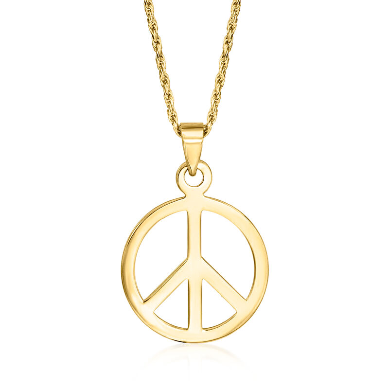 14kt Yellow Gold Peace Sign Pendant image number 3