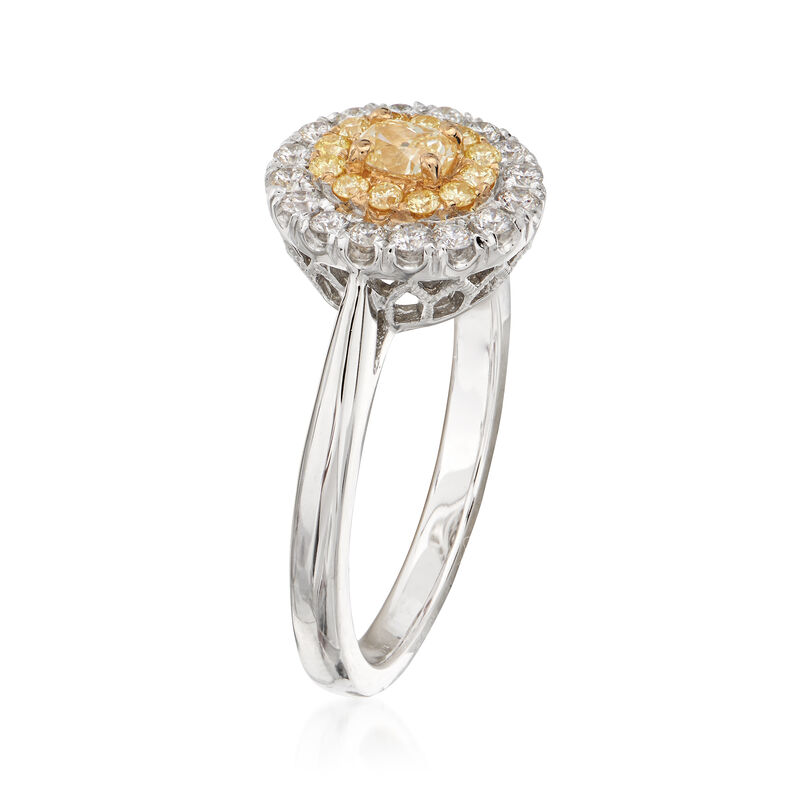 .71 ct. t.w. Yellow and White Diamond Ring in 18kt Two-Tone Gold image number 2
