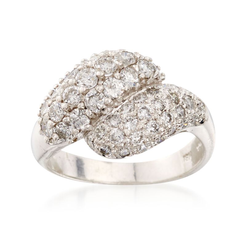 C. 1990 Vintage 1.75 ct. t.w. Diamond Cluster Bypass Ring in 14kt White Gold image number 0