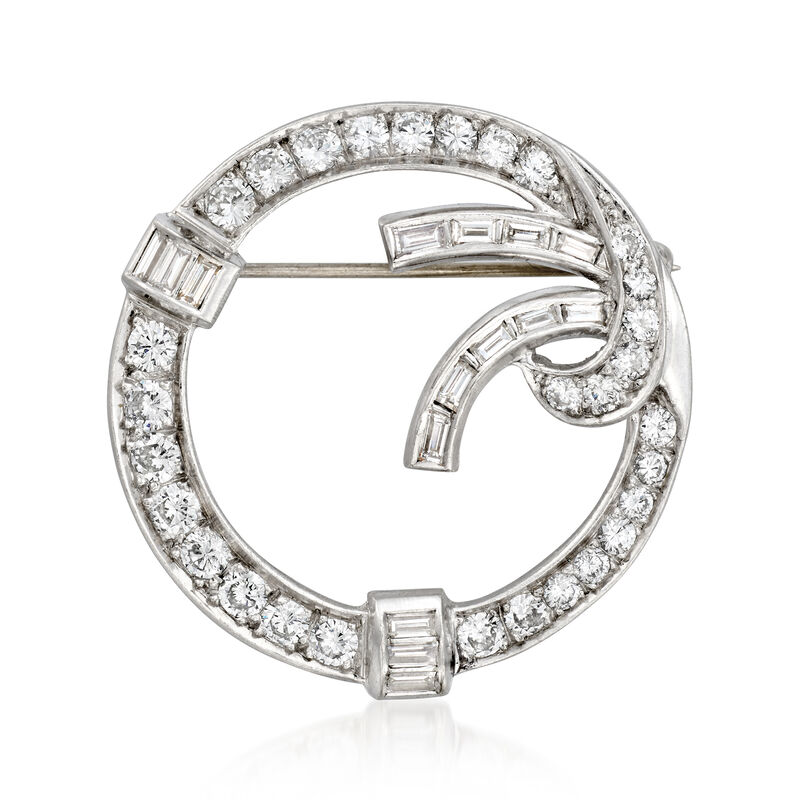 C. 1970 Vintage 2.30 ct. t.w. Diamond Circle Pin in Platinum  image number 0