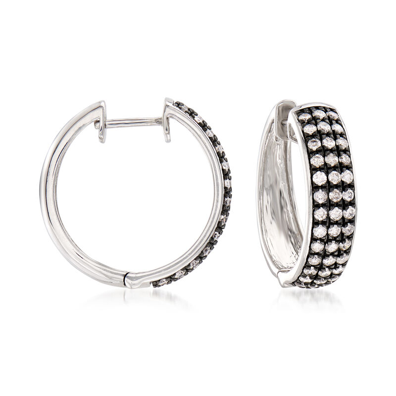 1.00 ct. t.w. Diamond Hoop Earrings in Sterling Silver image number 0