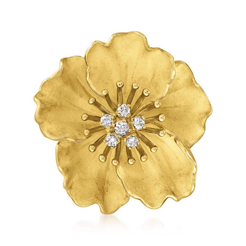 C. 1980 Vintage Tiffany Jewelry .40 ct. t.w. Diamond Flower Pin in 18kt Yellow Gold  image number 0