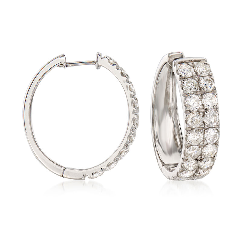 5.00 ct. t.w. Diamond Double-Row Hoop Earrings in 14kt White Gold image number 0