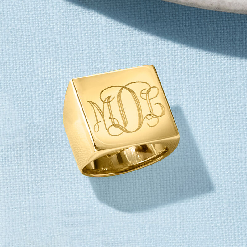 Italian 14kt Yellow Gold Personalized Square-Top Ring image number 6