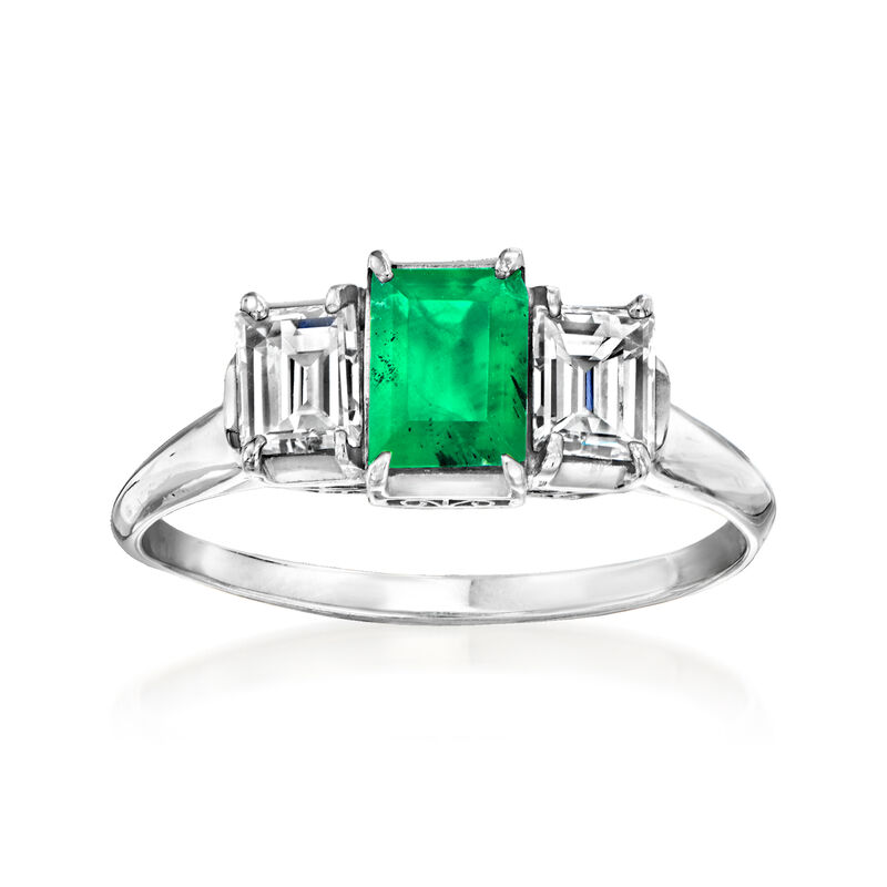 1960 Vintage Carat Emerald and Diamond Ring in