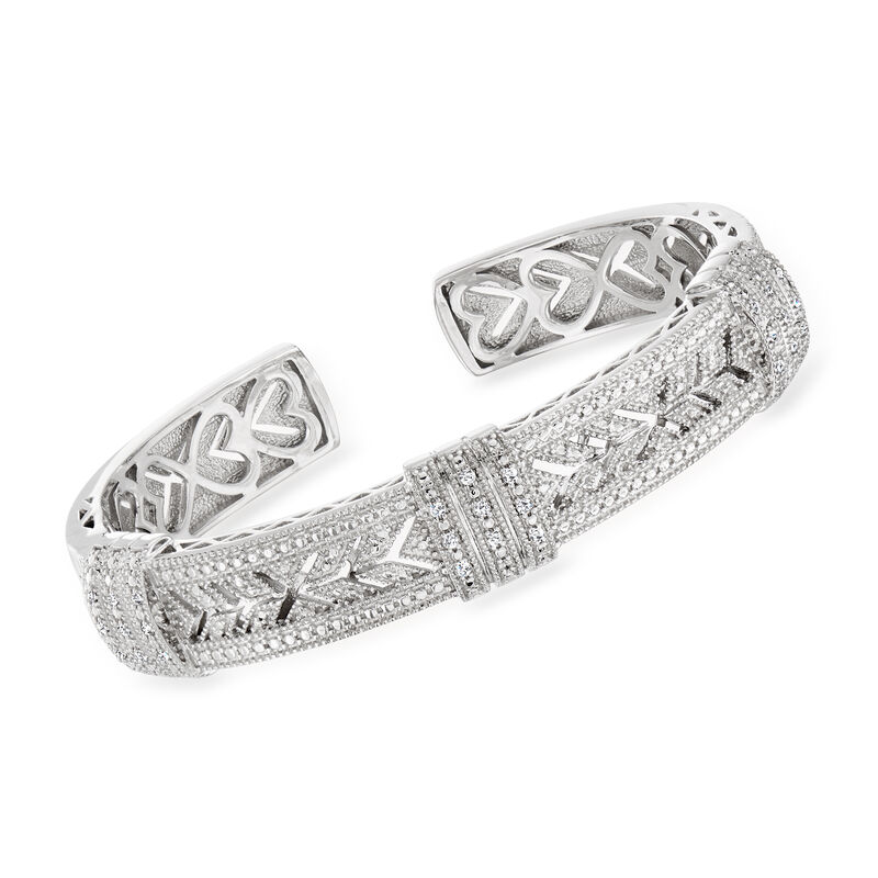 .25 ct. t.w. Diamond Vintage-Style Cuff Bracelet in Sterling Silver image number 0