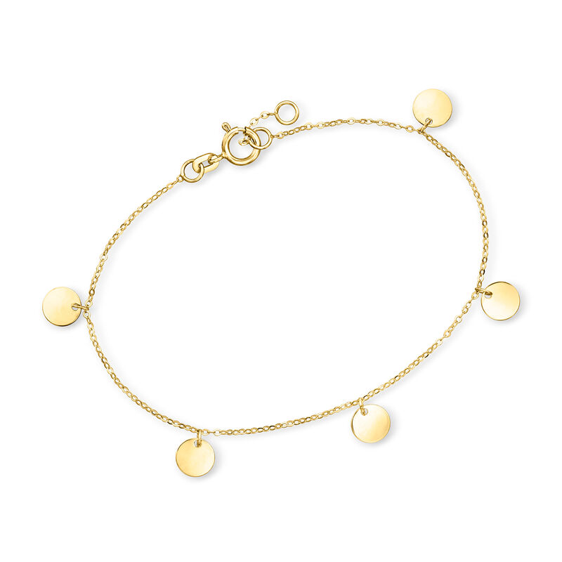 Italian 14kt Yellow Gold Multi-Disc Station Bracelet. 6.5&quot; image number 0