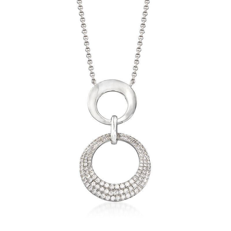 .50 ct. t.w. CZ Interlocking Circle Drop Necklace in Sterling Silver image number 0