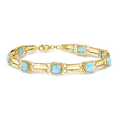C. 1990 Vintage Howlite Bracelet in 14kt Yellow Gold