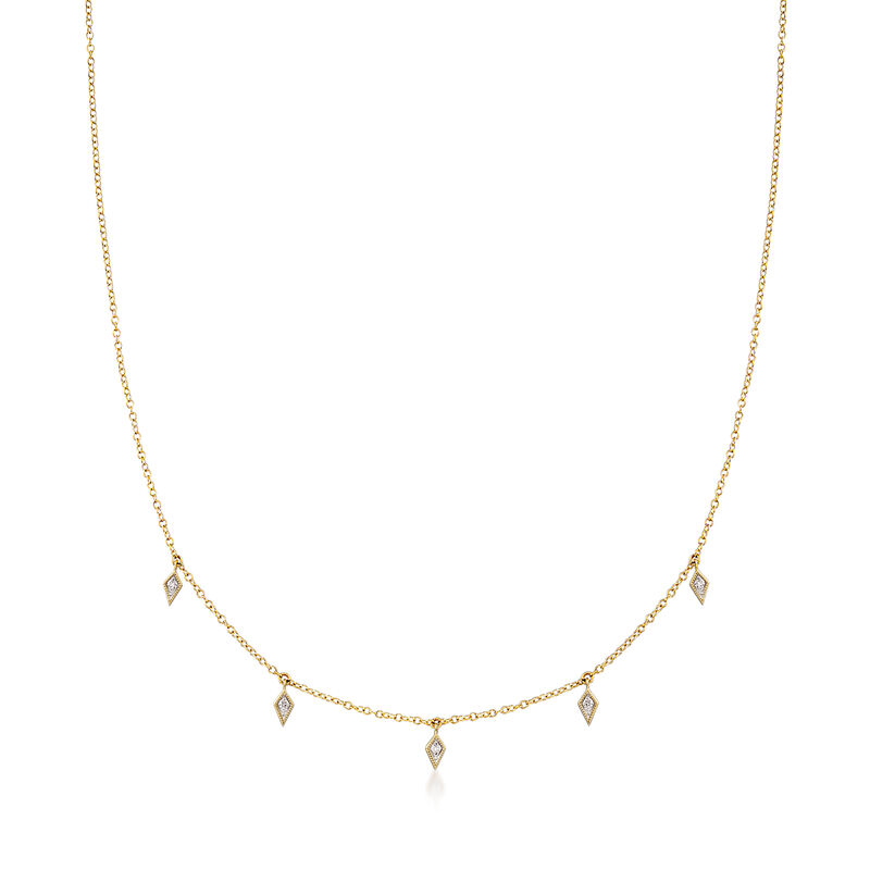 Gabriel Designs Diamond Drop Necklace in 14kt Yellow Gold. 15.5&quot; image number 1